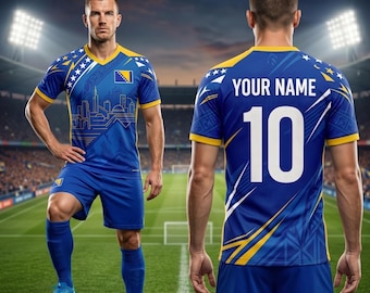 Custom Bosnia Soccer Kit, Personalized Bosnia and Herzegovina Football Jersey, Football Tee with Custom Name and Number, Bosnian Fan Gift