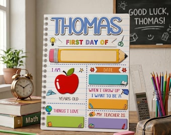 Custom First Day Last day of School wooden board, Personalized Back to School Sign, School Sign for kids, Preschool Kindergarten Reusable