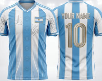 Custom Argentina Soccer Jersey, Personalized Argentina Football Shirt, Football Tee with Custom Name and Number, Argentinian Fan Gift