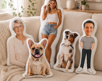 Almohada corporal personalizada con foto, cojín con forma de rostro personalizado, muñeco de peluche humano y mascota, almohada con foto de tamaño real, regalo para la familia.