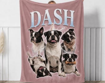 Custom Pet Photo Blanket, Personalized Dog Blanket, Pet Portrait Throw, Name Fleece Blanket, Cozy Animal Lover Gift, Cozy Home Decor
