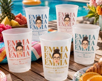 Copos personalizados com rostos estampados para despedida de solteira, lembrancinhas personalizadas para a festa da noiva, copos de plástico divertidos para despedida de solteira, presente para madrinhas e chá de panela.