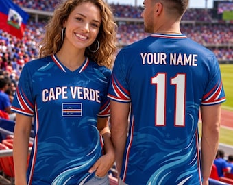 Custom Cape Verde Soccer Jersey Shirt, Personalized Cabo Verde Football Fan Tee, Blue Sports Jersey Gift Men Women