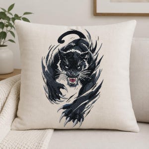 Fierce Panther Embroidery Design Wild Black Panther Animal Machine Embroidery Pattern Predator Artwork for Jackets Decor Gifts