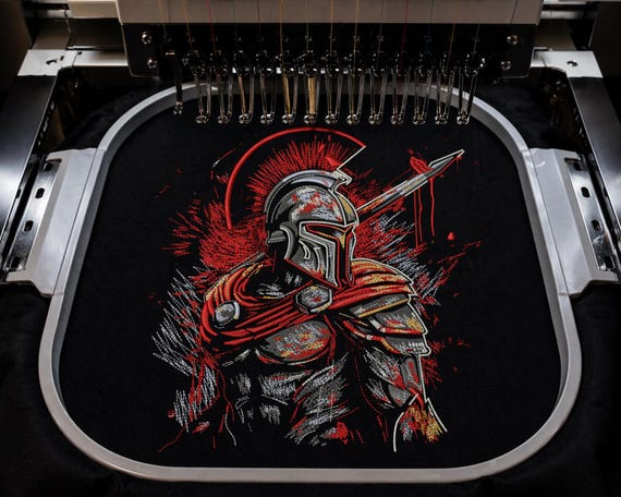 Knight Embroidery Design, Spartan Warrior Embroidery File, Gladiator Helmet Embroidery Pattern, Medieval Soldier Stitch Design, Gothic Armor