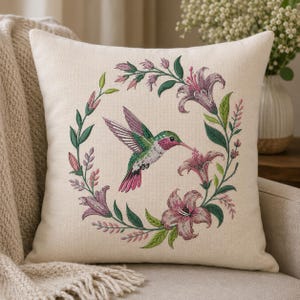 Hummingbird Embroidery Design Floral Bird Embroidery Artwork Elegant Nature Hummingbird Embroidery Pattern for Jackets Shirts Home Decor