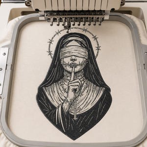 Nun Embroidery Design, Gothic Nun Embroidery File, Religious Nun Portrait Stitch Pattern, Christian Spiritual Embroidery Design