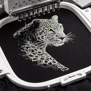 Majestic Panther Embroidery Design, Leopard Head Machine Embroidery Design, Wild Cat Face Stitch Art for Jacket Back, Shirt, Pillow Decor