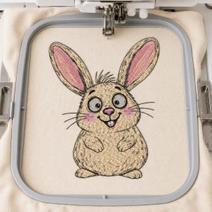Cute Rabbit Embroidery Design, Bunny Embroidery Pattern, Kawaii Bunny Machine Embroidery, Adorable Easter Rabbit Digital Stitch Art