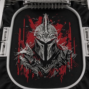 Warrior Embroidery Design, Medieval Knight Helmet Embroidery Pattern, Fantasy Armor Stitch, Gothic Warrior Embroidery, Spartan Helmet Design