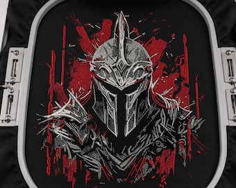 Warrior Embroidery Design, Medieval Knight Helmet Embroidery Pattern, Fantasy Armor Stitch, Gothic Warrior Embroidery, Spartan Helmet Design