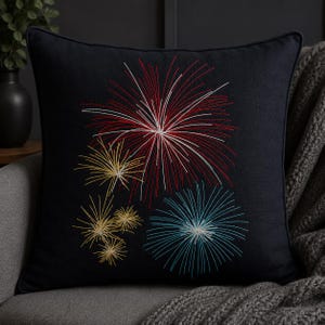 Firework Embroidery Design, Patriotic Fireworks Embroidery Pattern, Celebration Burst Stitch Design, Festive Holiday Embroidery Art