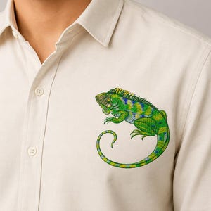 Chameleon Embroidery Design, Colorful Iguana Embroidery Pattern, Tropical Reptile Machine Embroidery, Lizard Animal Stitch Art for Shirts