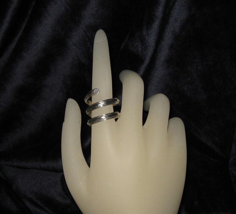 925.Sterling Silver Ring 7ga Diamond Pattern Double to Triple Band Ring