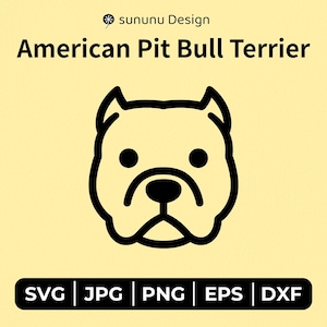 American Pit Bull Terrier Dog SVG, Pit Bull Clipart, Minimalist Line Art, Cricut Cut File, Commercial Use