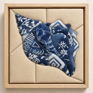 Kinusaiga Craft Kit Beginner Friendly Relaxing Activity Calming Project Conch Shell Wall Art Shadow Box Frame Nautical Home Decoration