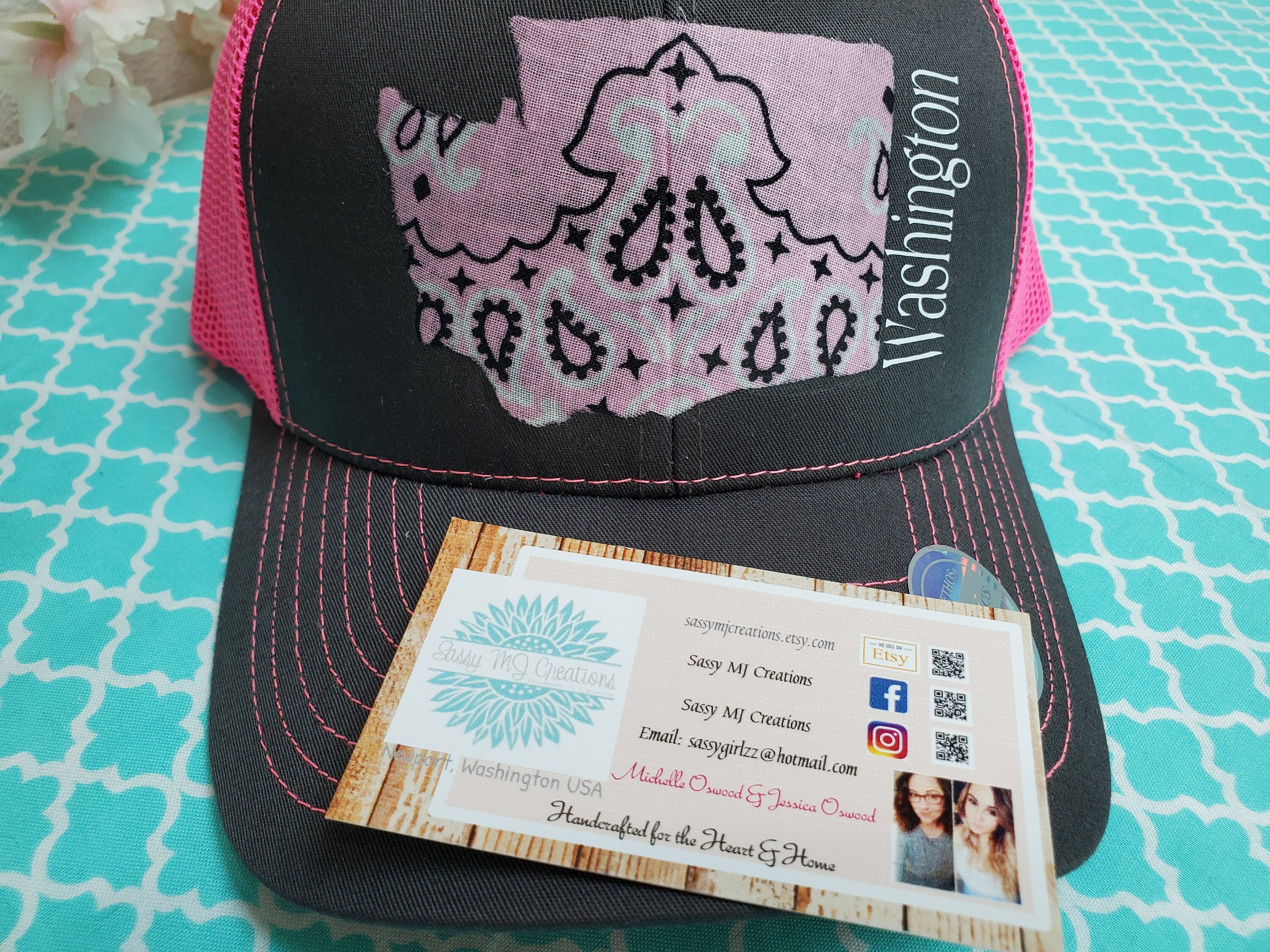 Washington Cap | Baseball Cap | Baseball Hat | KBETHOS | Hot Pink Hat | Hat | Adult | Washington State | Gift | Mesh | 6 Panel Hat | Snap