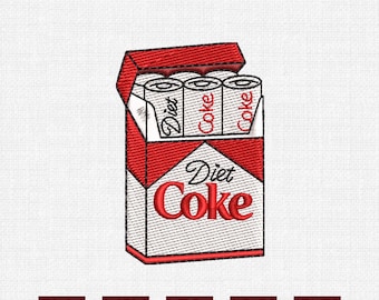 Embroidery File Design Diet Coke Cigarret Fans, , Varsity Style Jef Explorer Dst Pes Vp3 (Digital Download)