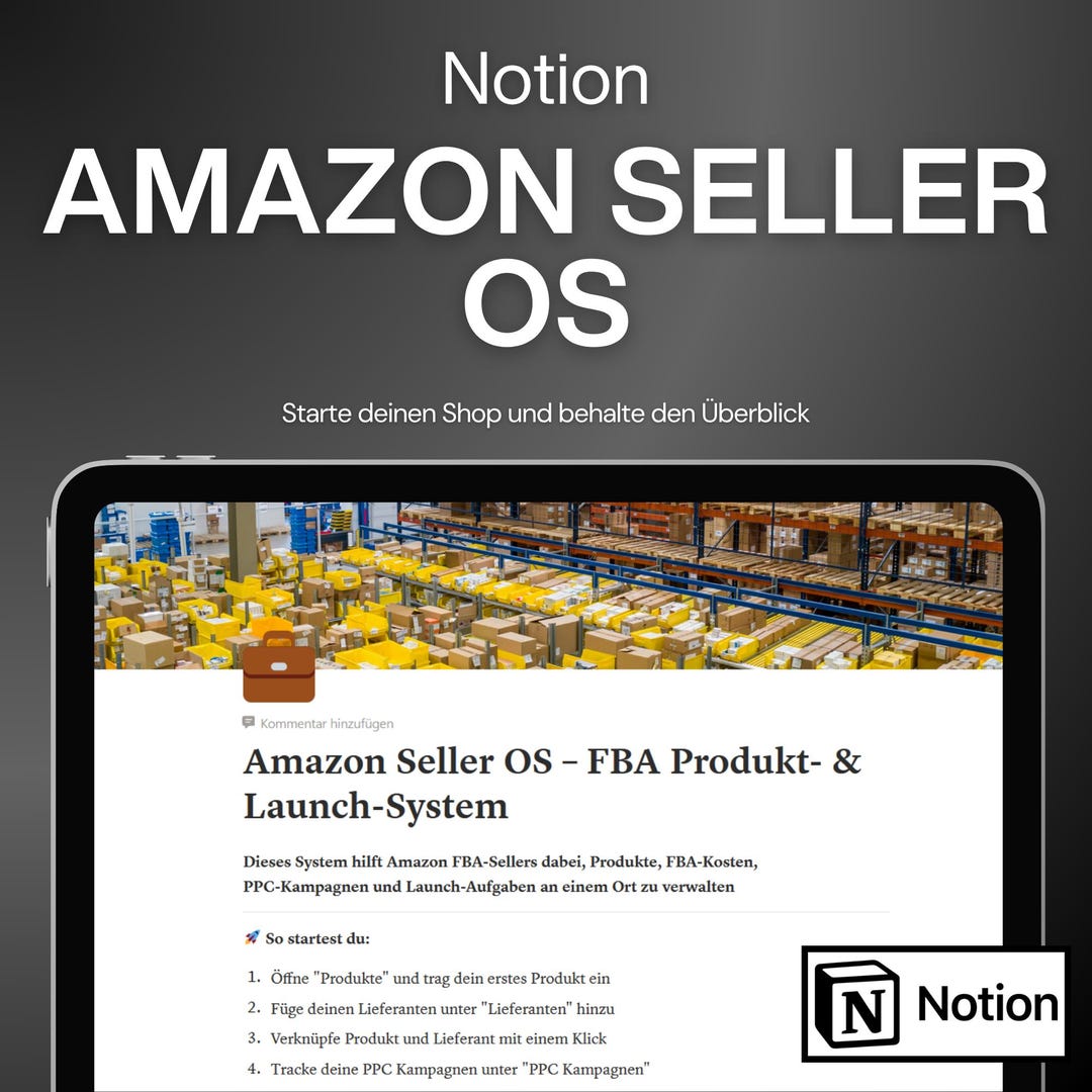 Amazon Seller OS | Notion Template | FBA Product Supplier PPC Tracker ...