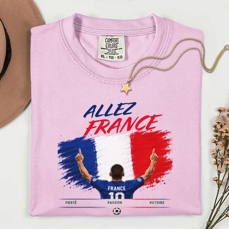 Allez Frankrike fotbolls-T-shirt, franska fotbollsfankläder, t-shirt i bekväma färger bild 14