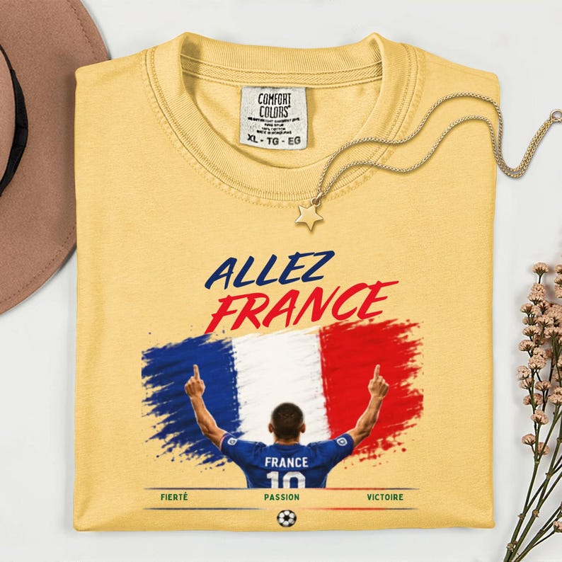Allez Frankrike fotbolls-T-shirt, franska fotbollsfankläder, t-shirt i bekväma färger bild 15