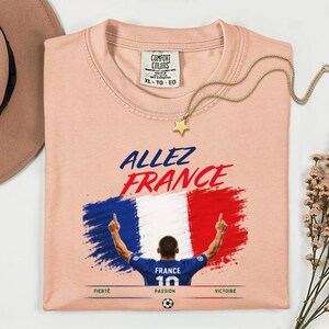 Allez Frankrike fotbolls-T-shirt, franska fotbollsfankläder, t-shirt i bekväma färger bild 17