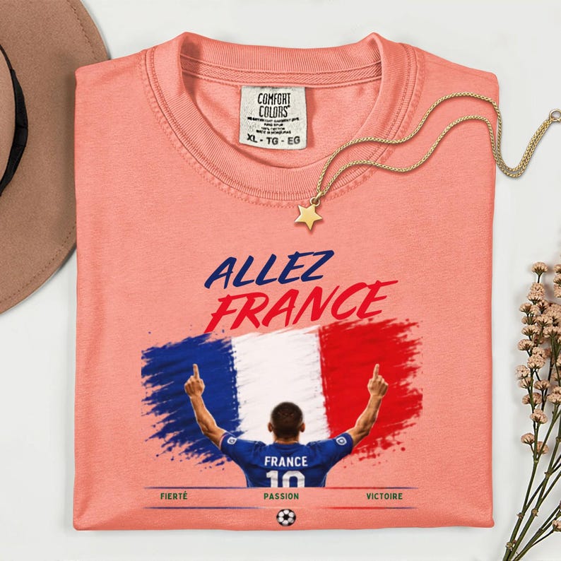 Allez Frankrike fotbolls-T-shirt, franska fotbollsfankläder, t-shirt i bekväma färger bild 18