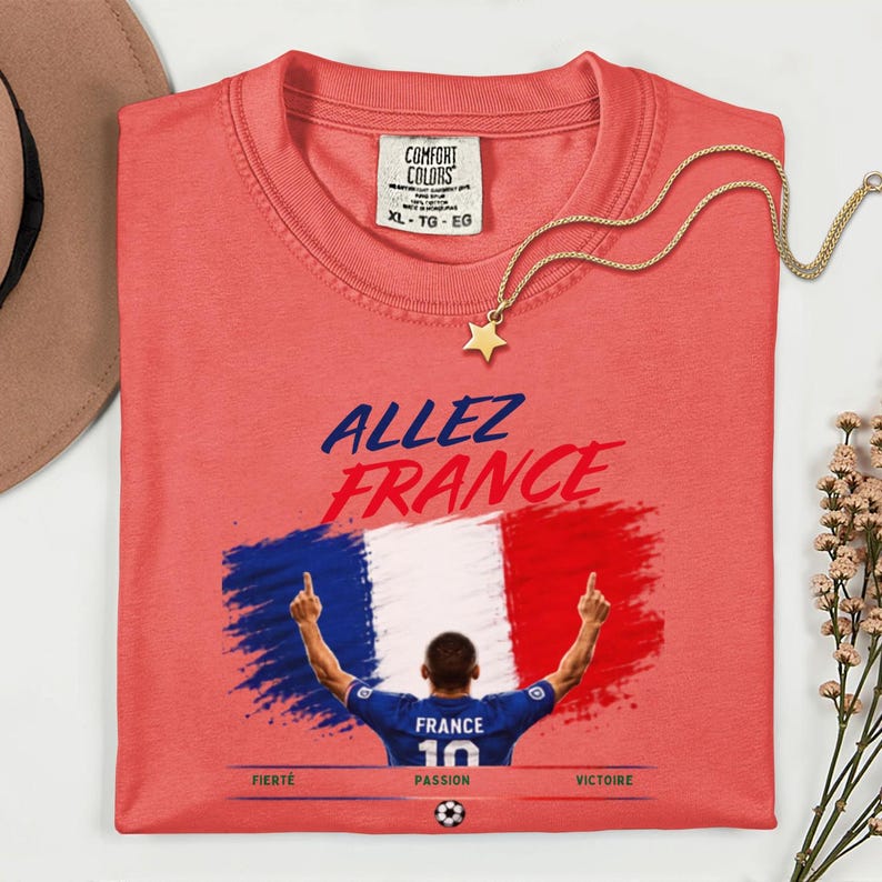 Allez Frankrike fotbolls-T-shirt, franska fotbollsfankläder, t-shirt i bekväma färger bild 13