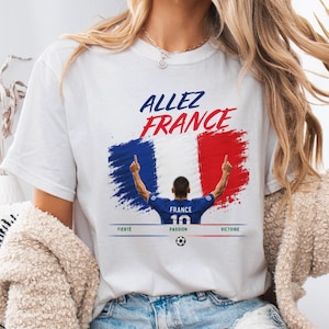 Allez Frankrike fotbolls-T-shirt, franska fotbollsfankläder, t-shirt i bekväma färger bild 1