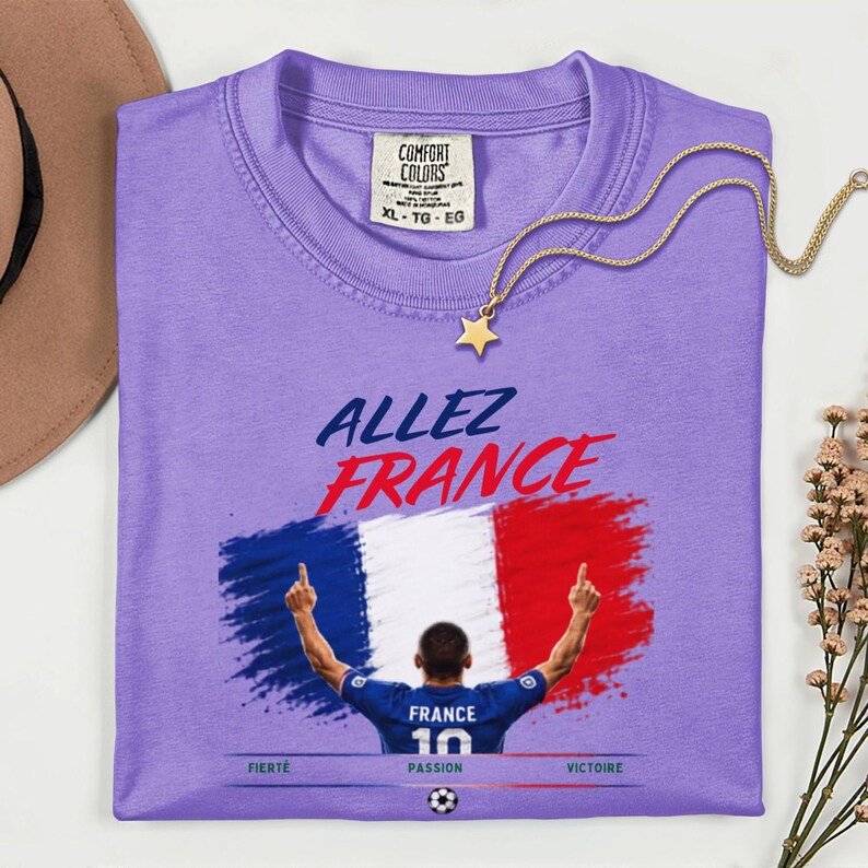 Allez Frankrike fotbolls-T-shirt, franska fotbollsfankläder, t-shirt i bekväma färger bild 19