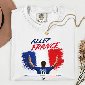 Allez Frankrike fotbolls-T-shirt, franska fotbollsfankläder, t-shirt i bekväma färger bild 12