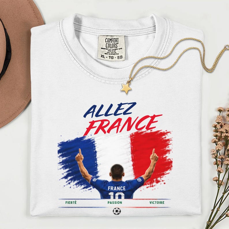 Allez Frankrike fotbolls-T-shirt, franska fotbollsfankläder, t-shirt i bekväma färger bild 12