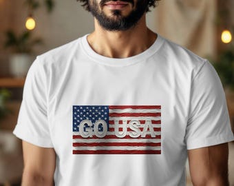 American Flag Graphic T-Shirt, Patriotic Soccer Football Tee,Go USA Shirt, 4th of July