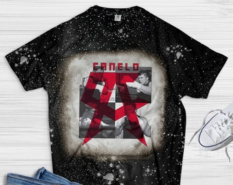 Canelo Alvarez - Handmade Cotton Distressed Shirt, Cotton Bleached shirt Gift For Women, Men, Mom, Dad, Wife, Girlfriend