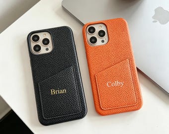 Elegant custom-printed name-printed semi-enclosed protective case with built-in wallet pocket, durable and shockproof iPhone case