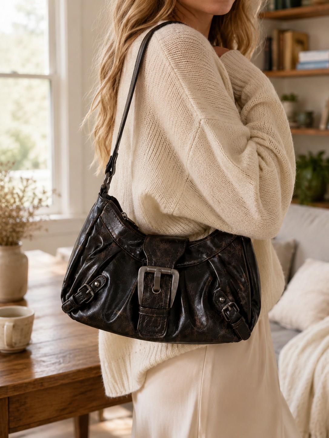 2000s Vintage Leather Bag - Etsy