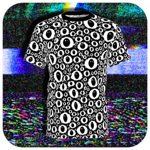 Weirdcore Eye Shirt, Black and White All Seeing Eyes Tee, Surreal Horror Aesthetic Shirt, Unisex Alt Fashion | All-Over Print Shirt