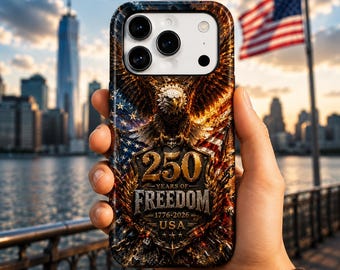 Patriotic Eagle Phone Case, American Flag Phone Cover, Freedom Inspired USA Design, Bald Eagle Artwork, Protective Case Gift