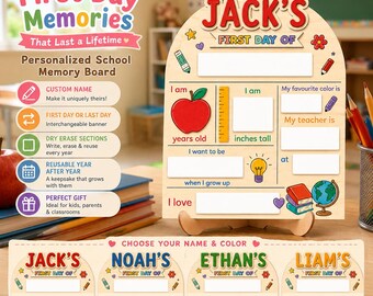 Personalized First Day Of School Sign, Reusable School Memory Board, Custom Back To School Photo Prop, First Last Day Sign