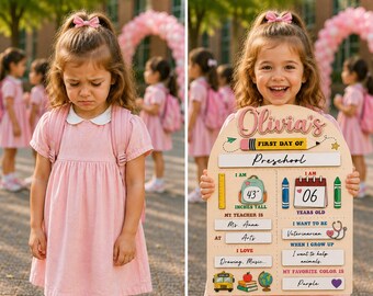 Personalized First Day of School Sign, Reusable Back to School Board, Preschool Kindergarten Photo Prop, First and Last Day Sign, Name Sign