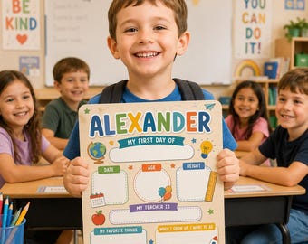 Custom First Day Of School Board, Personalized School Sign, Reusable Dry Erase Photo Prop, School Memory Keepsake For Kids