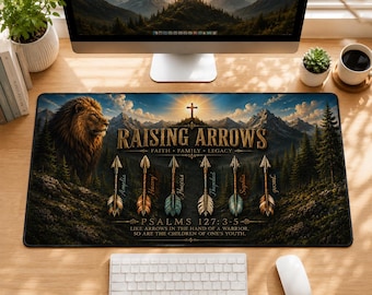 Custom Family Arrows Mouse Pad Personalized Names Desk Mat Psalm 127 3 5 Faith Family Legacy Christian Gift For Father