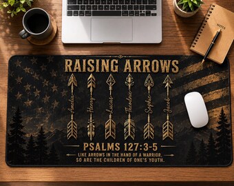 Custom Family Arrows Desk Mat Personalized Names Mouse Pad Psalm 127 3 5 Desk Pad Family Keepsake Gift For Dad Home Office