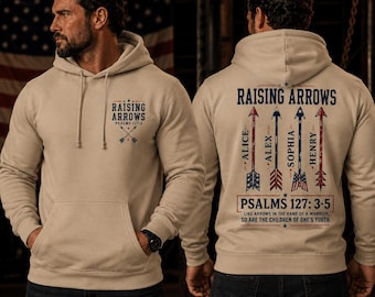 Custom Dad Raising Arrows Shirt, Personalized Kids Names Tee, Psalm 127 Scripture Shirt, Christian Father Gift For Husband