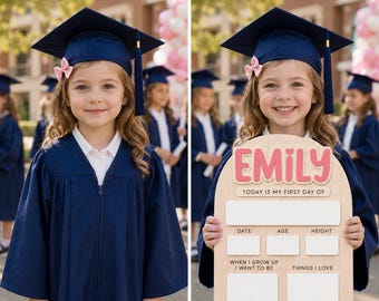 Personalized First Day Of School Sign, Reusable Back To School Board, Custom Name School Milestone Sign, Kindergarten Photo Prop