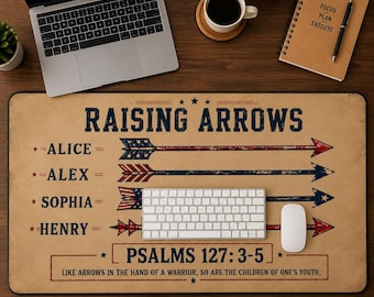 Custom Family Name Desk Mat Personalized Arrows Mouse Pad Large Desk Pad Rustic Home Office Gaming Setup Decor Gift Idea