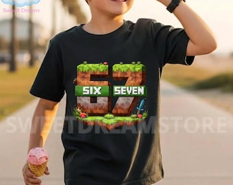 Pixel Blocks Custom Birthday Shirt | 6th 7th Birthday Boy Tee | Gaming Party Outfit