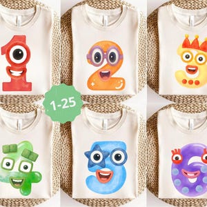 Watercolor Math Blocks Birthday Shirt, Custom Any Age Kids T-Shirt, Family Matching Birthday Tee