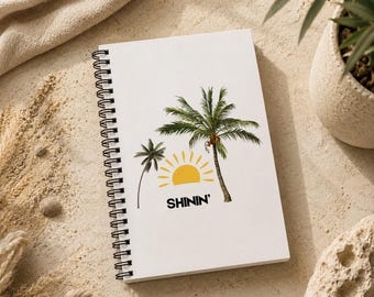 Spiraalnotitieboekje met glinsterende palmbomen | Lijntjes