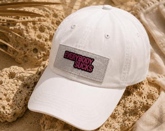 Everybody Sucks Low Profile Baseball Cap | Pink Graffiti Patch